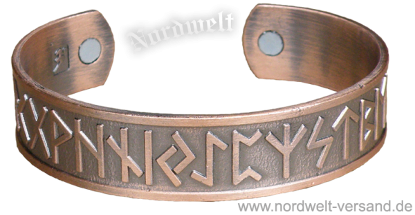 Runen Armreifen mit 24er Futhark Kupfer Schmuck Runenreihe