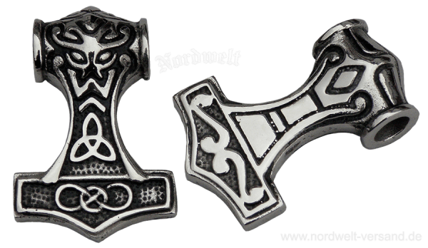 Wikinger Edelstahl Kette 50cm inklusive Runen Mjölnir Thors Hammer