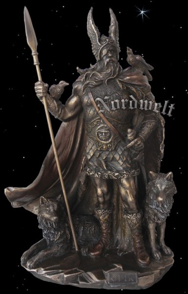 Odin Statue Bronzefigur Götterfigur Wotan Wodan Göttervater Figur Skulptur