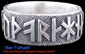 Runenring 18er Futhark, 925er Sterling Silber esoterische Runenreihe Wikinger Runen Schmuck
