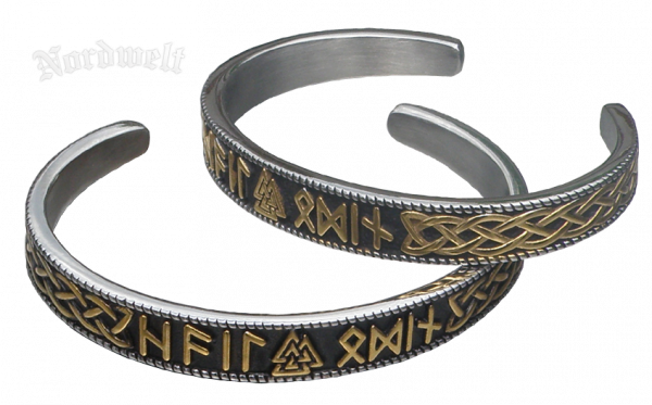 Runen- Armreifen Armschmuck mit Runenschrift Armband Edelstahl "Heil Odin"