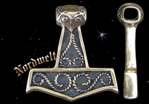 Bronze Thors Hammer Mjölnir Thorshammer Anhänger