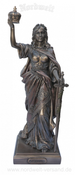 Germania Göttin Verkörperung und Sinnbild für das deutsche Reich, Figur Statue bronziert 